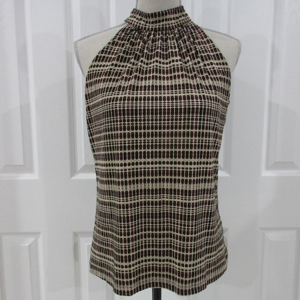 New York & Co Brown/Tan High Collar Halter top SzM